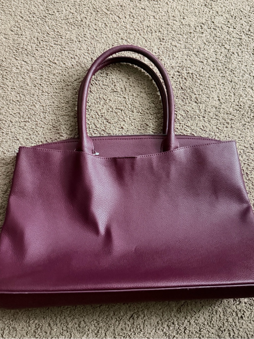 Classic Structured laptop Tote Bag in Plum by a new day made in Cambodia